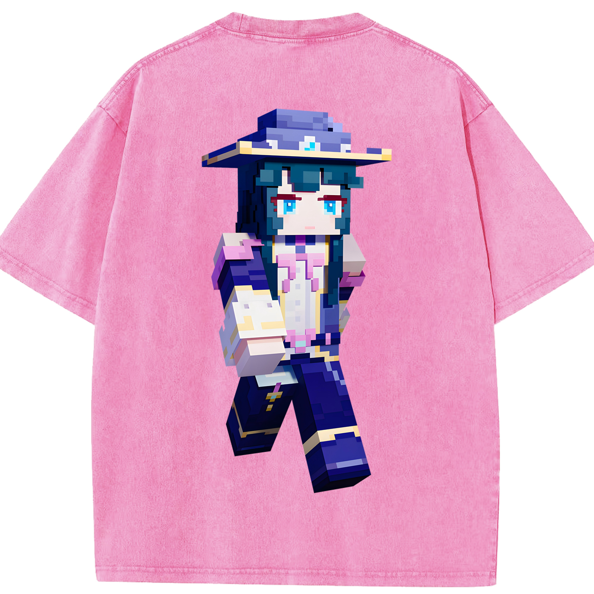 （画像用） マインクラフト ブロックの世界 Minecraft MC Block world 綿100% ヴィンテージ風 半袖Tシャツ（背面プリント）